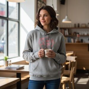 Country Liberty // Guitar Pick Hoodie //  Grey with Pink Graphic